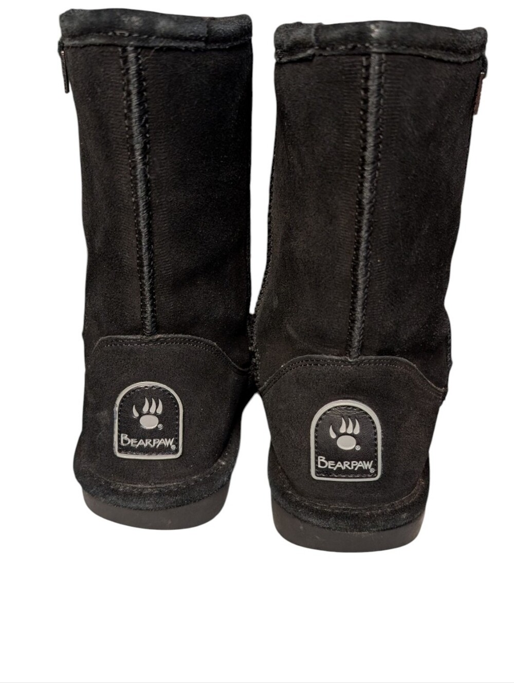 Bearpaw Emma Short black suede boot sheepskin wool blend lined size 7 Winter - Picture 6 of 10